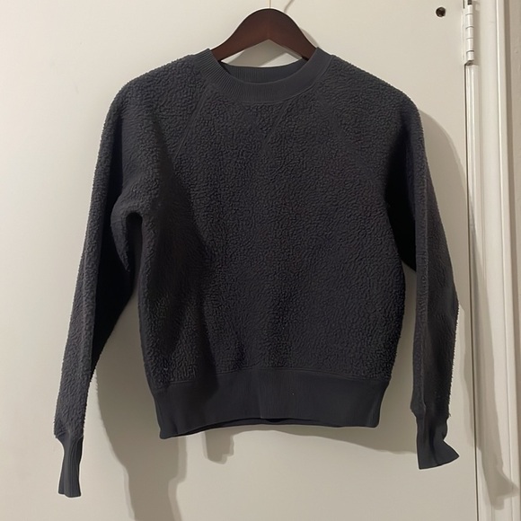 Everlane Black Renew Fleece Oversized Crew Sweater Size XS - Picture 4 of 8